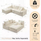 108 L-Shaped Boneless Sectional Sofa, Modern Oversized Cloud Couch for Living Room, No Assembly