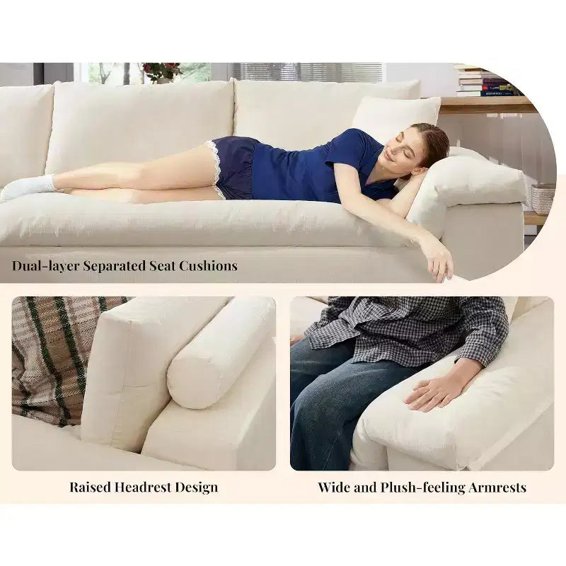 108 L-Shaped Boneless Sectional Sofa, Modern Oversized Cloud Couch for Living Room, No Assembly