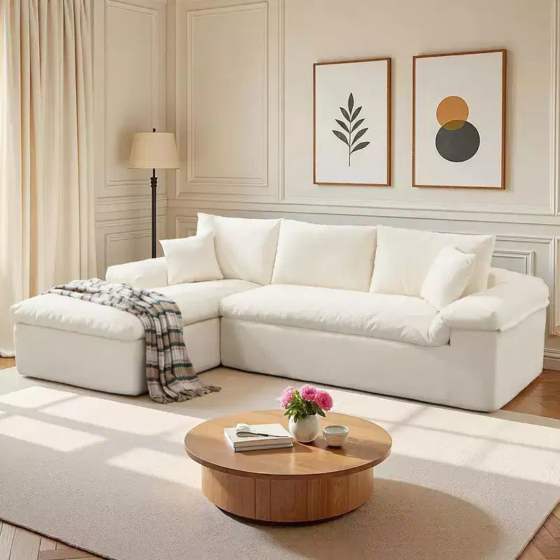 108 L-Shaped Boneless Sectional Sofa, Modern Oversized Cloud Couch for Living Room, No Assembly