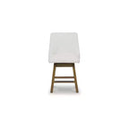 Counter Height Upholstered Swivel Barstools, Set of 2, Light Brown Wood Frame with Oatmeal Cushioned Seat