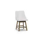 Counter Height Upholstered Swivel Barstools, Set of 2, Light Brown Wood Frame with Oatmeal Cushioned Seat