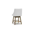 Counter Height Upholstered Swivel Barstools, Set of 2, Light Brown Wood Frame with Oatmeal Cushioned Seat