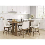 Counter Height Upholstered Swivel Barstools, Set of 2, Light Brown Wood Frame with Oatmeal Cushioned Seat