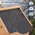70" Waterproof Wooden Outdoor Storage Shed with 3 Adjustable Shelves and Lockable Door, Vertical Garden Tool Cabinet