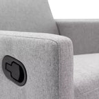 Modern Upholstered Rocker Nursery Chair, 360° Swivel Glider with Adjustable Recline 95°-160°, Linen, Gray