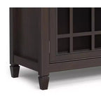 60" Wide Storage Cabinet Buffet, Solid Pine with Tempered Glass Doors and Adjustable Shelves, British Colonial Style