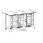 60" Wide Storage Cabinet Buffet, Solid Pine with Tempered Glass Doors and Adjustable Shelves, British Colonial Style