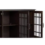 60" Wide Storage Cabinet Buffet, Solid Pine with Tempered Glass Doors and Adjustable Shelves, British Colonial Style