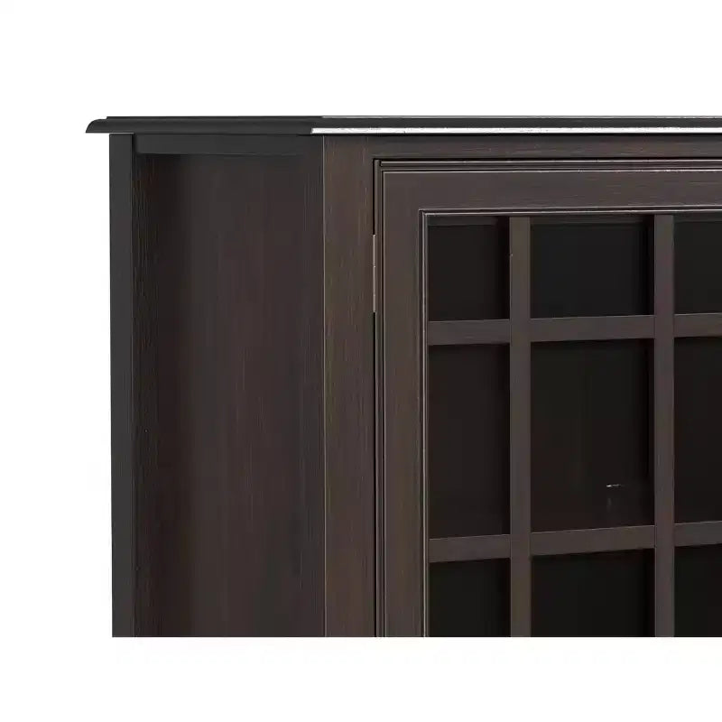 60" Wide Storage Cabinet Buffet, Solid Pine with Tempered Glass Doors and Adjustable Shelves, British Colonial Style