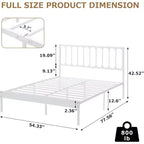 14 Inch Queen Metal Platform Bed Frame with Headboard, Noise-Free, Under-Bed Storage, 30 Min Assembly