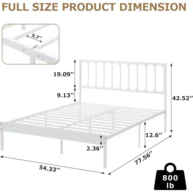 14 Inch Queen Metal Platform Bed Frame with Headboard, Noise-Free, Under-Bed Storage, 30 Min Assembly