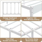 14 Inch Queen Metal Platform Bed Frame with Headboard, Noise-Free, Under-Bed Storage, 30 Min Assembly