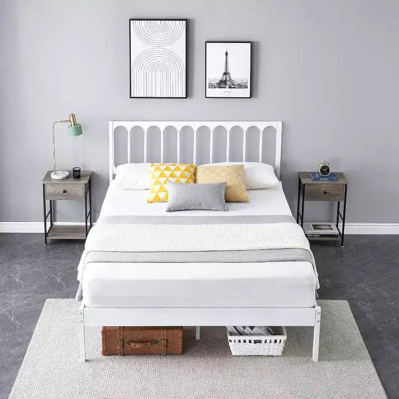 14 Inch Queen Metal Platform Bed Frame with Headboard, Noise-Free, Under-Bed Storage, 30 Min Assembly