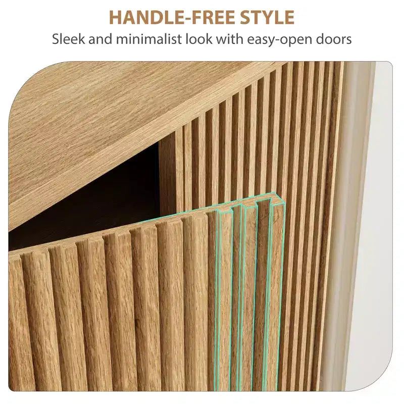 Shoe Cabinet with Fluted Door, 5-Tier Storage with 4 Adjustable Shelves, Rustic Entryway Shoe Bench for Hallway