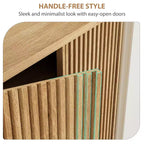 Shoe Cabinet with Fluted Door, 5-Tier Storage with 4 Adjustable Shelves, Rustic Entryway Shoe Bench for Hallway