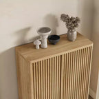 Shoe Cabinet with Fluted Door, 5-Tier Storage with 4 Adjustable Shelves, Rustic Entryway Shoe Bench for Hallway