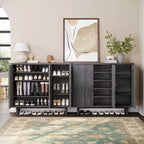 Shoe Cabinet with Fluted Door, 5-Tier Storage with 4 Adjustable Shelves, Rustic Entryway Shoe Bench for Hallway
