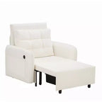 3-in-1 Sleeper Chair Bed, 80" Extra Long Pull Out Lounge, Chenille Single Sofa Bed with Storage Pockets
