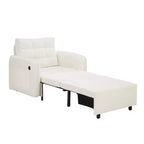 3-in-1 Sleeper Chair Bed, 80" Extra Long Pull Out Lounge, Chenille Single Sofa Bed with Storage Pockets