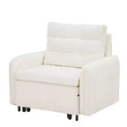 3-in-1 Sleeper Chair Bed, 80" Extra Long Pull Out Lounge, Chenille Single Sofa Bed with Storage Pockets