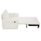 3-in-1 Sleeper Chair Bed, 80" Extra Long Pull Out Lounge, Chenille Single Sofa Bed with Storage Pockets