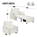 3-in-1 Sleeper Chair Bed, 80" Extra Long Pull Out Lounge, Chenille Single Sofa Bed with Storage Pockets
