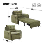 3-in-1 Sleeper Chair Bed, 80" Extra Long Pull Out Lounge, Chenille Single Sofa Bed with Storage Pockets