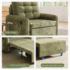 3-in-1 Sleeper Chair Bed, 80" Extra Long Pull Out Lounge, Chenille Single Sofa Bed with Storage Pockets