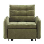 3-in-1 Sleeper Chair Bed, 80" Extra Long Pull Out Lounge, Chenille Single Sofa Bed with Storage Pockets