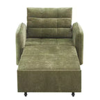 3-in-1 Sleeper Chair Bed, 80" Extra Long Pull Out Lounge, Chenille Single Sofa Bed with Storage Pockets