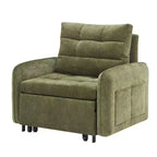 3-in-1 Sleeper Chair Bed, 80" Extra Long Pull Out Lounge, Chenille Single Sofa Bed with Storage Pockets