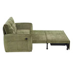 3-in-1 Sleeper Chair Bed, 80" Extra Long Pull Out Lounge, Chenille Single Sofa Bed with Storage Pockets