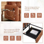 3-in-1 Sleeper Chair Bed, 80" Extra Long Pull Out Lounge, Chenille Single Sofa Bed with Storage Pockets