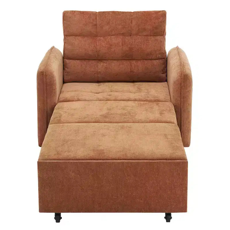 3-in-1 Sleeper Chair Bed, 80" Extra Long Pull Out Lounge, Chenille Single Sofa Bed with Storage Pockets