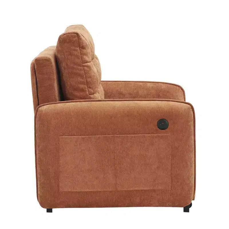 3-in-1 Sleeper Chair Bed, 80" Extra Long Pull Out Lounge, Chenille Single Sofa Bed with Storage Pockets