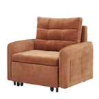 3-in-1 Sleeper Chair Bed, 80" Extra Long Pull Out Lounge, Chenille Single Sofa Bed with Storage Pockets