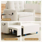 3-in-1 Sleeper Chair Bed, 80" Extra Long Pull Out Lounge, Chenille Single Sofa Bed with Storage Pockets