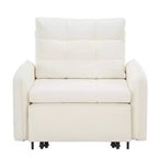 3-in-1 Sleeper Chair Bed, 80" Extra Long Pull Out Lounge, Chenille Single Sofa Bed with Storage Pockets
