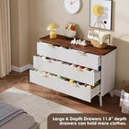White 6-Drawer Dresser, 47.2 Wide Curved Fluted Design with Gold Handles, Thickened Modern Chest for Bedroom & Living Room.