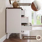 White 6-Drawer Dresser, 47.2 Wide Curved Fluted Design with Gold Handles, Thickened Modern Chest for Bedroom & Living Room.