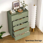5-Drawer Dresser with Wide Drawers - Modern Wooden Chest for Bedroom, Living Room, Closet & Hallway Storage