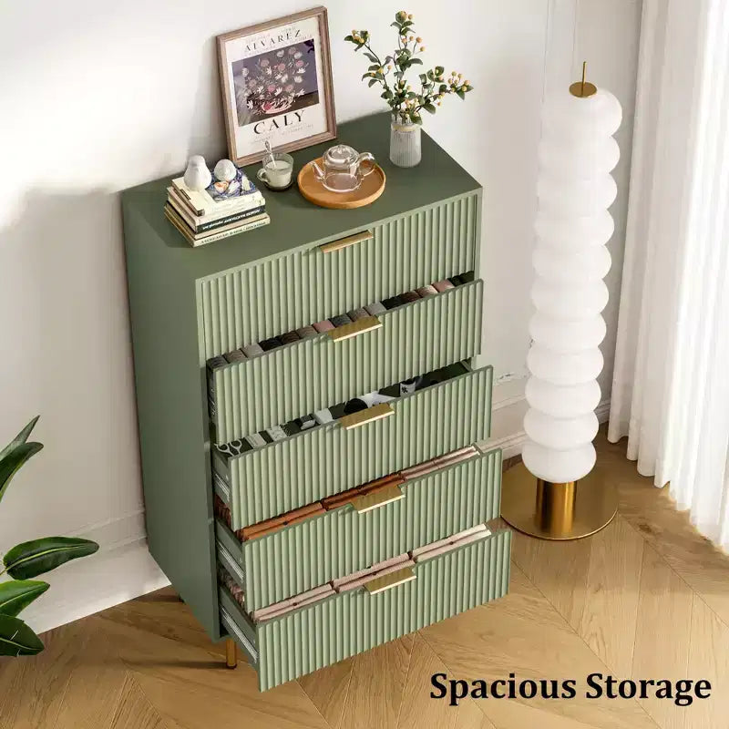 5-Drawer Dresser with Wide Drawers - Modern Wooden Chest for Bedroom, Living Room, Closet & Hallway Storage