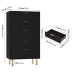 5-Drawer Dresser with Wide Drawers - Modern Wooden Chest for Bedroom, Living Room, Closet & Hallway Storage