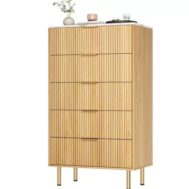 5-Drawer Dresser with Wide Drawers - Modern Wooden Chest for Bedroom, Living Room, Closet & Hallway Storage
