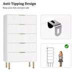 5-Drawer Dresser with Wide Drawers - Modern Wooden Chest for Bedroom, Living Room, Closet & Hallway Storage