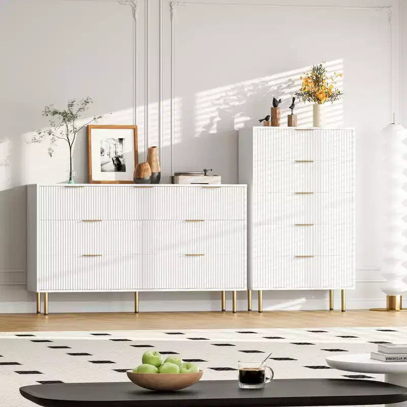 5-Drawer Dresser with Wide Drawers - Modern Wooden Chest for Bedroom, Living Room, Closet & Hallway Storage