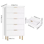 5-Drawer Dresser with Wide Drawers - Modern Wooden Chest for Bedroom, Living Room, Closet & Hallway Storage