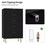 5-Drawer Dresser with Wide Drawers - Modern Wooden Chest for Bedroom, Living Room, Closet & Hallway Storage
