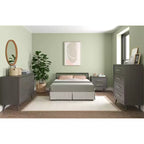 2 Drawer Nightstand for Nursery or Bedroom, Mid-Century Modern with Ball-Bearing Glides, Non-Toxic Finish