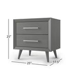 2 Drawer Nightstand for Nursery or Bedroom, Mid-Century Modern with Ball-Bearing Glides, Non-Toxic Finish